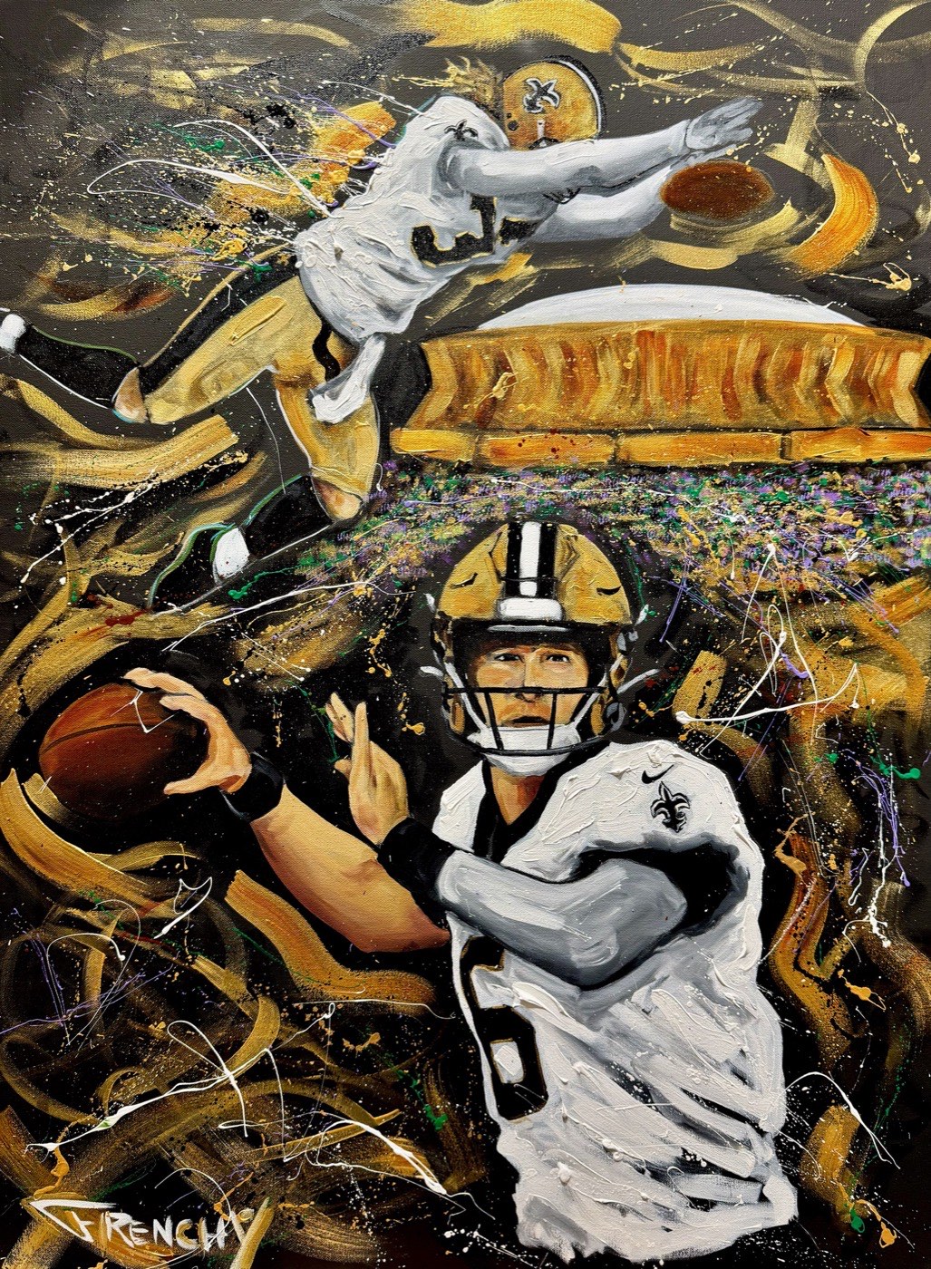 Saints vs. Falcons: The Domecoming, Frenchy's live painting of Steve Gleason's blocked punt, the Superdome and Saints quarterback Tyler Shough